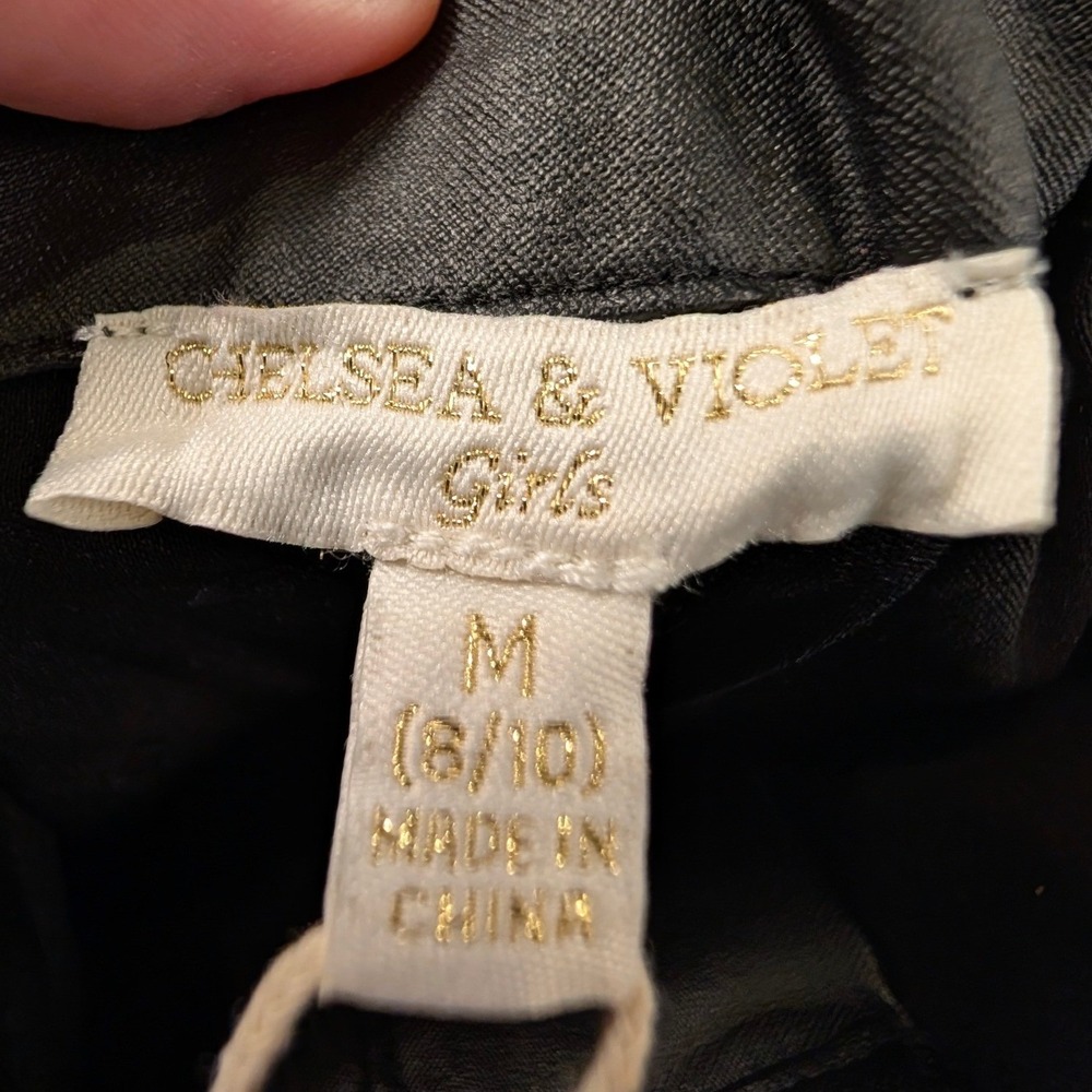 Chelsea & Violet GB Girls Black Faux Leather Flare Pants Bell Size Medium 8/10 - Picture 5 of 16